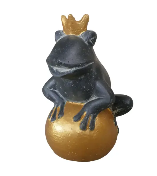 Product image 4 of the product “Frog Prince sitting on ball, approx. 30cm height, cast stone, hollow, handcrafted & coloured ”